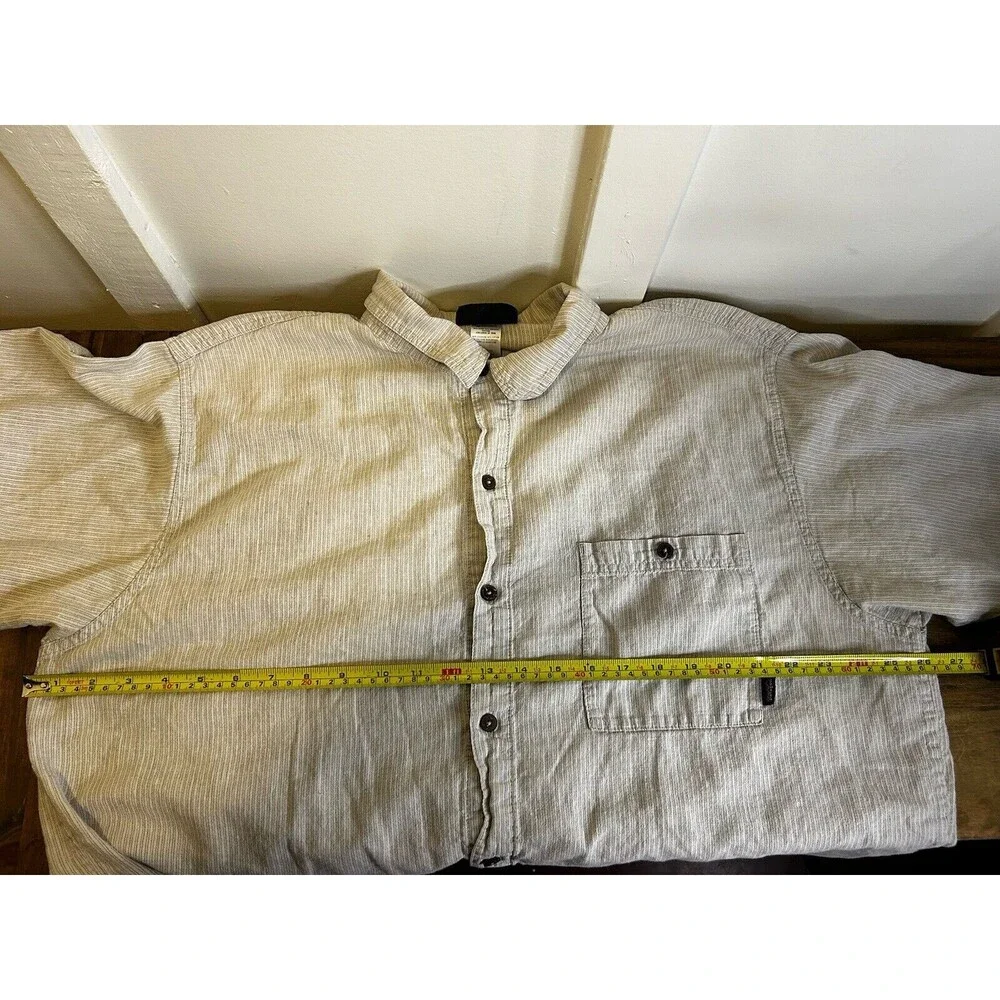 Patagonia Shirt Mens Size XXL Beige Short Sleeve Button Up Shirt Hemp Blend
